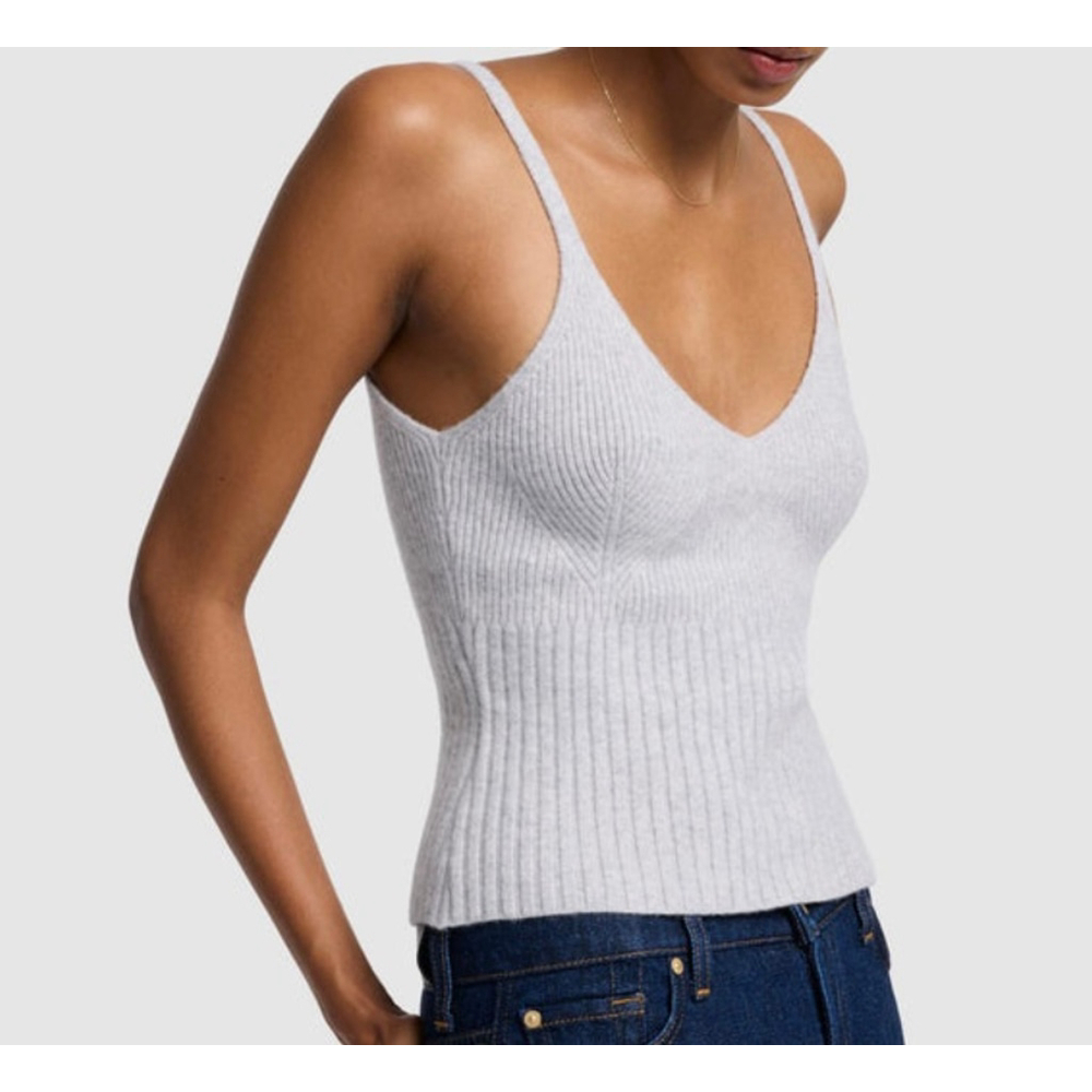 New 7 For All Mankind Cropped Cashmere Blend Sweater V-Neck Tank Top XL